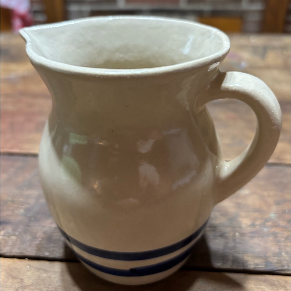 Cream Pitcher with Blue Stripes